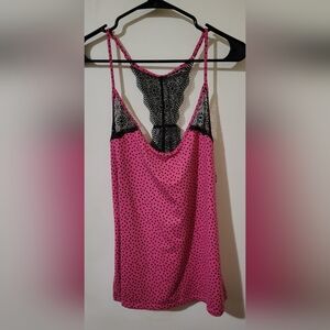 Womens Polka Dot And Lace Racerback Tank Top Size Medium